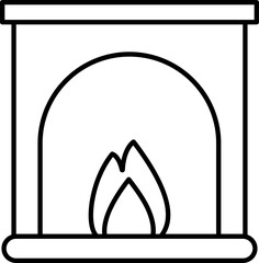 Sticker - Fireplace Icon In Black Outline.