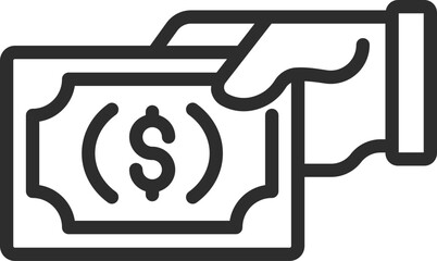 Poster - Dollar Money Holding Hand Line Art Icon in Flat Style.