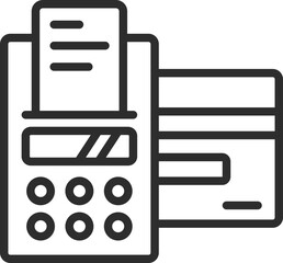 Poster - Pos Terminal Machine with Card and Receipt icon in Line Art.