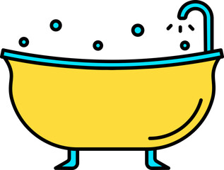 Poster - Bathtub Icon Or Symbol In Blue And Yellow Color.