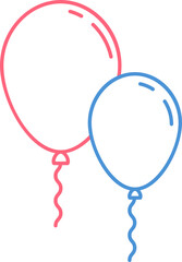 Wall Mural - Line Art Balloons Icon in Red and Blue Color.