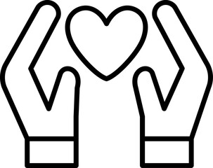 Wall Mural - Hand Holding Heart Icon In Black Line Art.