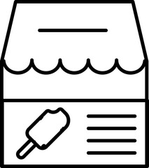 Sticker - Ice cream shop icon in thin line art.