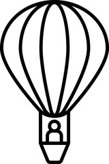 Poster - Line art illustration of Human riding in hot svgr balloon basket icon.