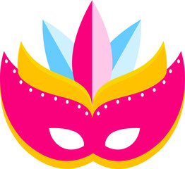 Sticker - Colorful feather party mask icon or symbol.