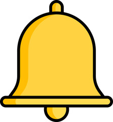 Canvas Print - Yellow bell icon in black line art.