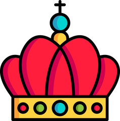 Poster - Cross symbol with crown icon in flat style.