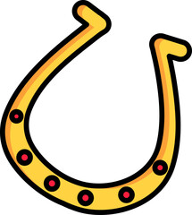 Wall Mural - Yellow horseshoe icon in black line art.