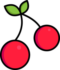 Sticker - Cherry icon or symbol in red color.