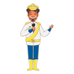 Canvas Print - Cheerful Parade Soldier Man Singing with Microphone.