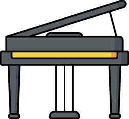 Wall Mural - Grand piano icon in grey and yellow color.