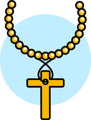 Sticker - Rosary icon in yellow and black color.