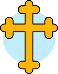 Jesus cross icon in yellow color.