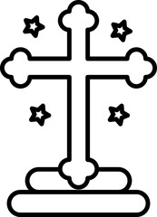 Sticker - Flat style Jesus cross icon line art.