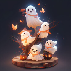 Cute Halloween ghost mascot