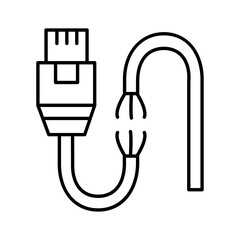 Line art Broken usb cable icon in flat style.