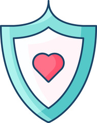 Poster - Illustration of Shield With Heart Icon in Flat Style.