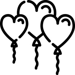 Canvas Print - Heart shape balloons icon in black line art.