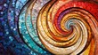Diversity Spirals: Spirals of various sizes and colors converging, celebrating differences