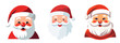 Set of cartoon santa claus heads in flat style isolated. Vector illustration