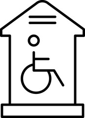 Sticker - Black line art illustration of Handicapped home icon.