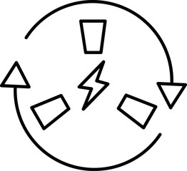 Sticker - Recycle nuclear energy icon in line art.