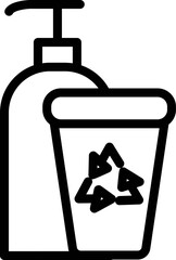 Wall Mural - Line art illustration of Hand wash bottle with recycling glass icon.