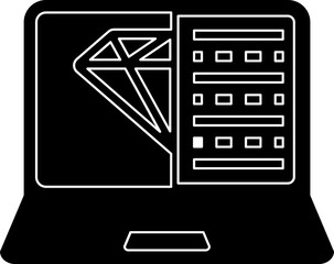 Canvas Print - Flat Style Diamond List in Laptop Screen glyph icon.