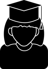 Sticker - Graduation Girl Wearing Mortarboard glyph icon in flat style.