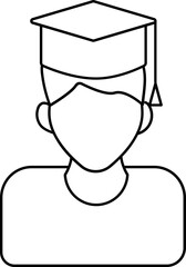 Poster - Graduation Boy Wearing Mortarboard icon in black line art.