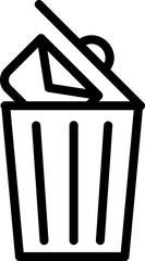 Poster - Message recycle bin icon in black line art.