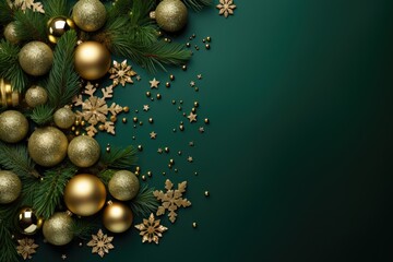 golden and green christmas ball decoration copy scape