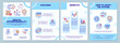 2D health interoperability resources blue brochure template, leaflet design with thin line icons, 4 vector layouts.