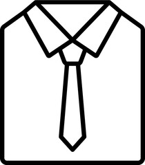 Canvas Print - Shirt with Necktie icon in black line art.