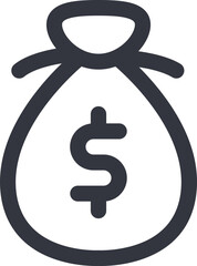 Canvas Print - Money Bag icon or symbol in black line art.