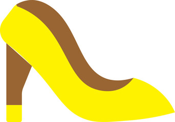 Wall Mural - Yellow and Brown High Heels Icon on White Background.