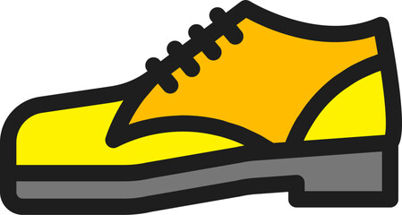 Poster - Flat Style Shoes Icon in Yellow Color.