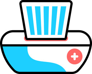 Poster - Blue and white Tissue box icon in flat style.