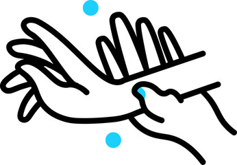 Sticker - Wrist rubbing hands for Clean icon or symbol.