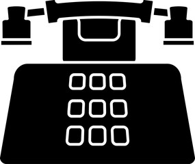 Sticker - Retro Telephone icon in black and white color.