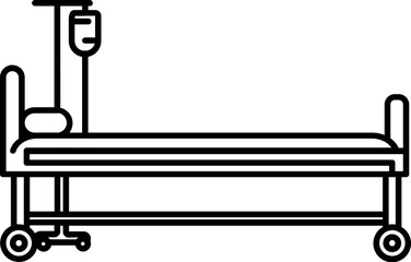 Sticker - Stretcher Bed with IV Bag Stand line icon.