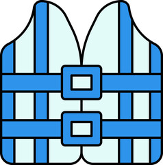 Sticker - Safety Vest Icon In Blue Color.