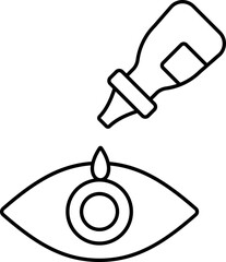 Wall Mural - Eye Drop Icon In Black Line Art.