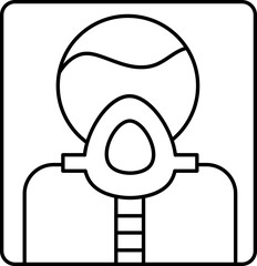 Sticker - Nebulizer Oxygen Mask For Asthmatic Icon In Black Line Art.