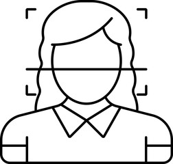 Wall Mural - Faceless Woman Face Scan Icon In Line Art.