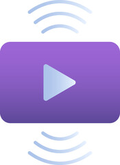 Sticker - Wifi Play Icon In Purple And Blue Color.