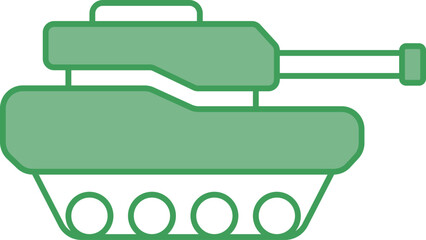 Sticker - Tank Icon In Green And White Color.