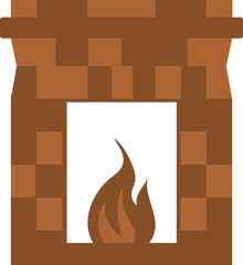 Sticker - Illustration Of Fireplace Or Bonfire Icon In Brown Color.