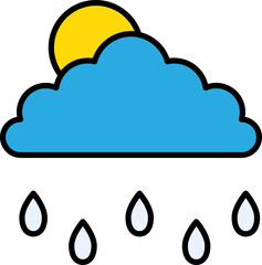 Poster - Isolated Rainy Weather Icon In Blue And Yellow Color.