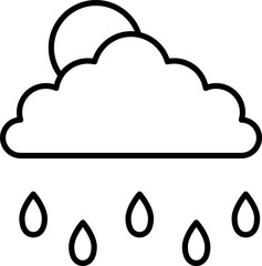 Poster - Isolated Rainy Weather Icon In Thin Line Art.